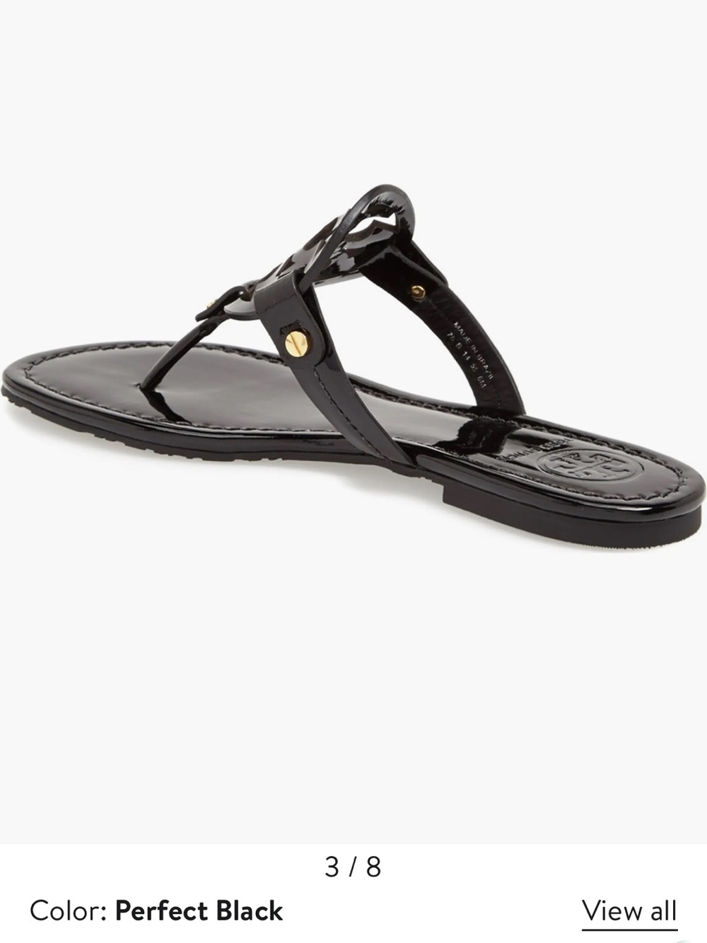 Tory Burch Black Patent Logo Thong Sandals - Picture 3 of 5